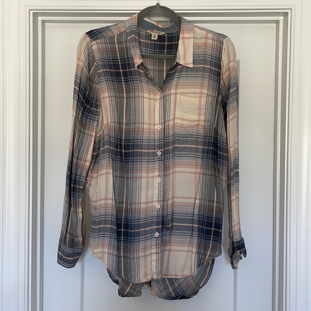 Ladies Lucky Brand Button Down Plaid Shirt